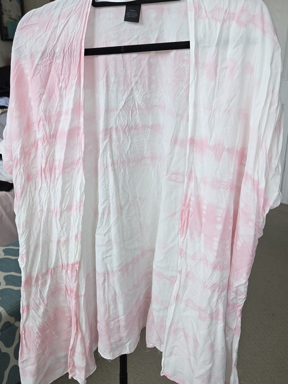 Steve Madden White and Light Pink Tie-Dye Open Kimono